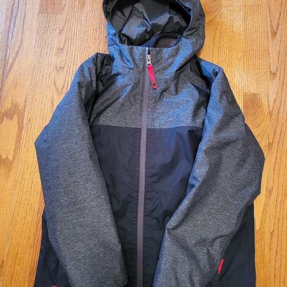 Boys North Face Gray and Black Hooded Jacket Size 10-12 - Picture 1 of 10